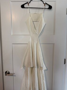 Ivory Spaghetti-Strap Tiered Maxi Dress